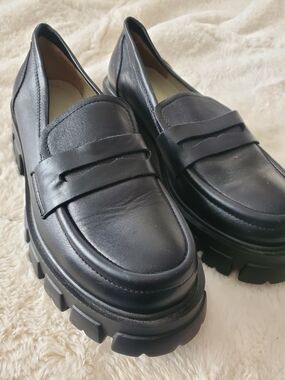 Artica Women's Black Chunky Sole Penny Loafers Size 38